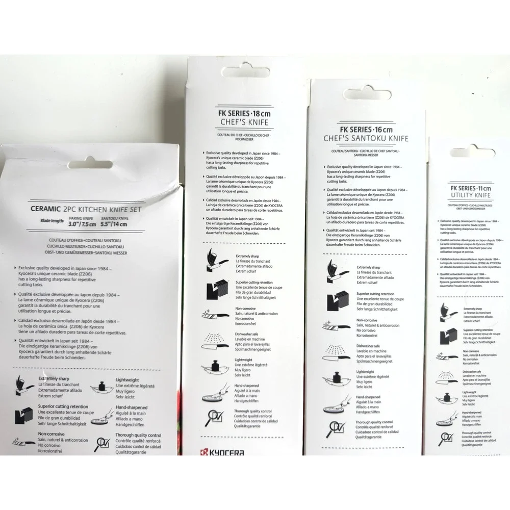 Kyocera 5 Piece Asian Ceramic Knife Set, New in Boxes, Retail $284